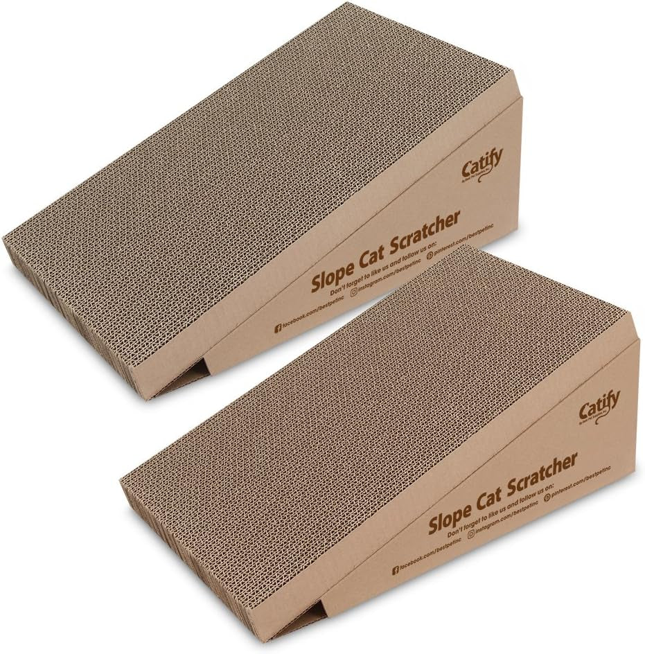 Corrugated Cardboard Cat Scratcher Refill Pads, Lounger, and Fun Interactive Scratching Boards, Claw Safe, Durable, Natural Recycled Materials, Supports Active Play - Lounger I